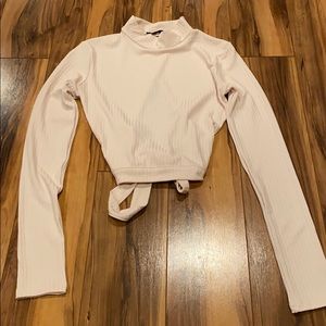 Baby Pink Open Back Tie Crop